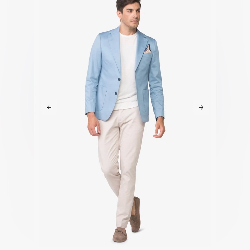 Dan John Men’s Light Blue Cotton Stretch Sateen Jacket Blazer- US 36